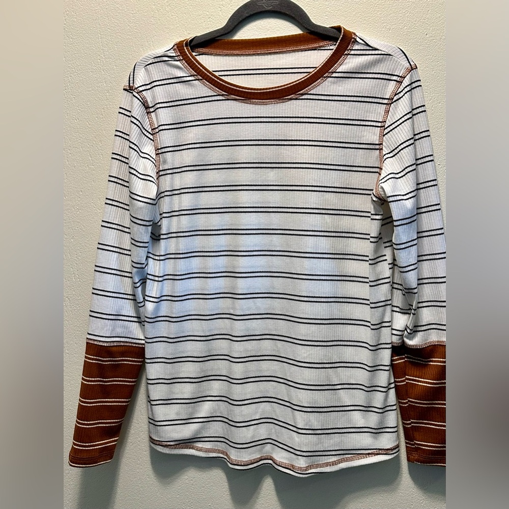White with Black Stripes Top